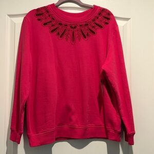 Style & Co. Pink Sweatshirt with Embroidered Neckline